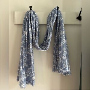 Floral Blue and White Scarf